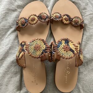 Jack Rogers Tan and Yellow Woven Sandals